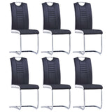 Chaises à manger cantilever lot de 6 noir similicuir