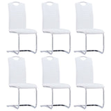 Chaises à manger cantilever lot de 6 blanc similicuir