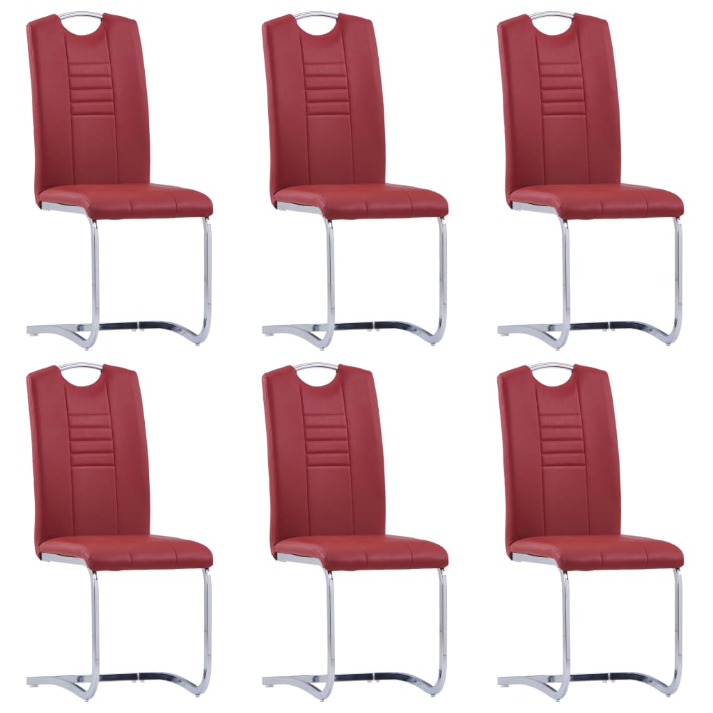 Chaises à manger cantilever lot de 6 rouge similicuir