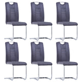 Chaises à manger cantilever lot de 6 gris similicuir daim