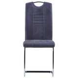 Cantilever Dining Chairs Set of 6 Grey Faux Suede Leather