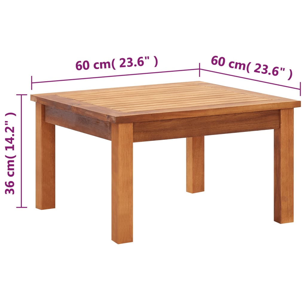 Table basse de jardin 60x60x36 cm Bois solide d'acacia