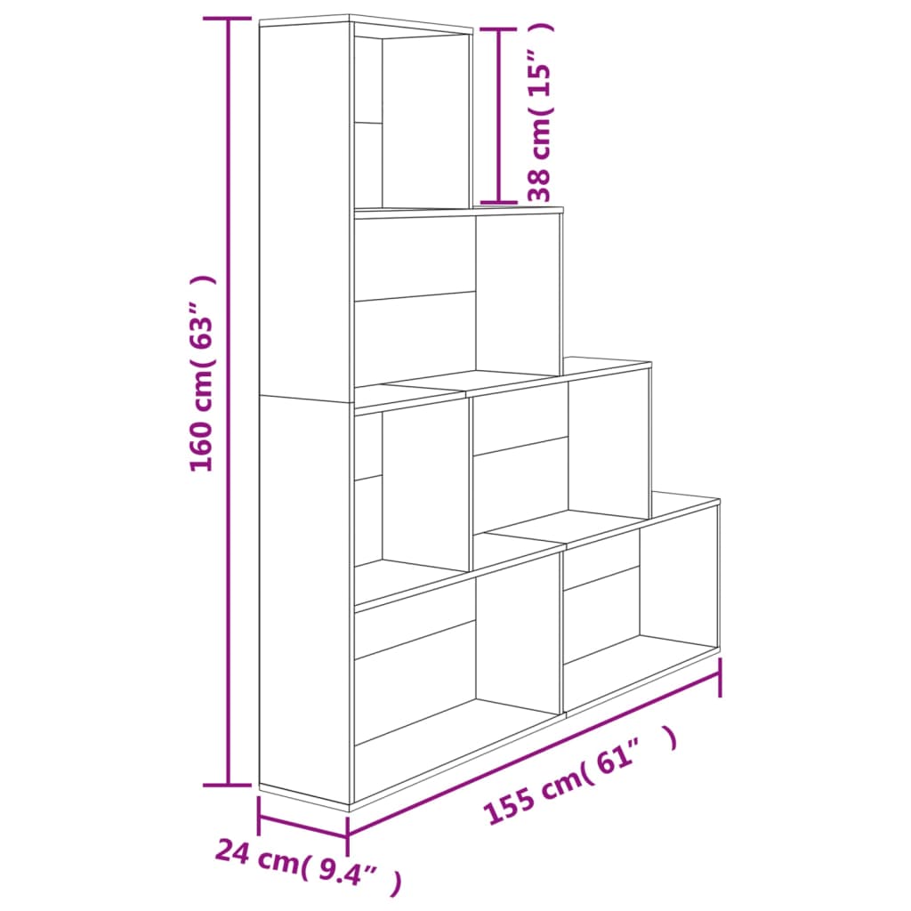 Bibliothèque/Séparateur de pièce Gris béton Bois d'ingénierie