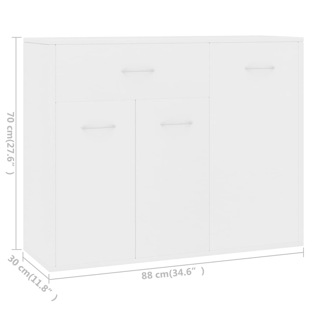 Buffet Blanc 88x30x70 cm Bois d'ingénierie