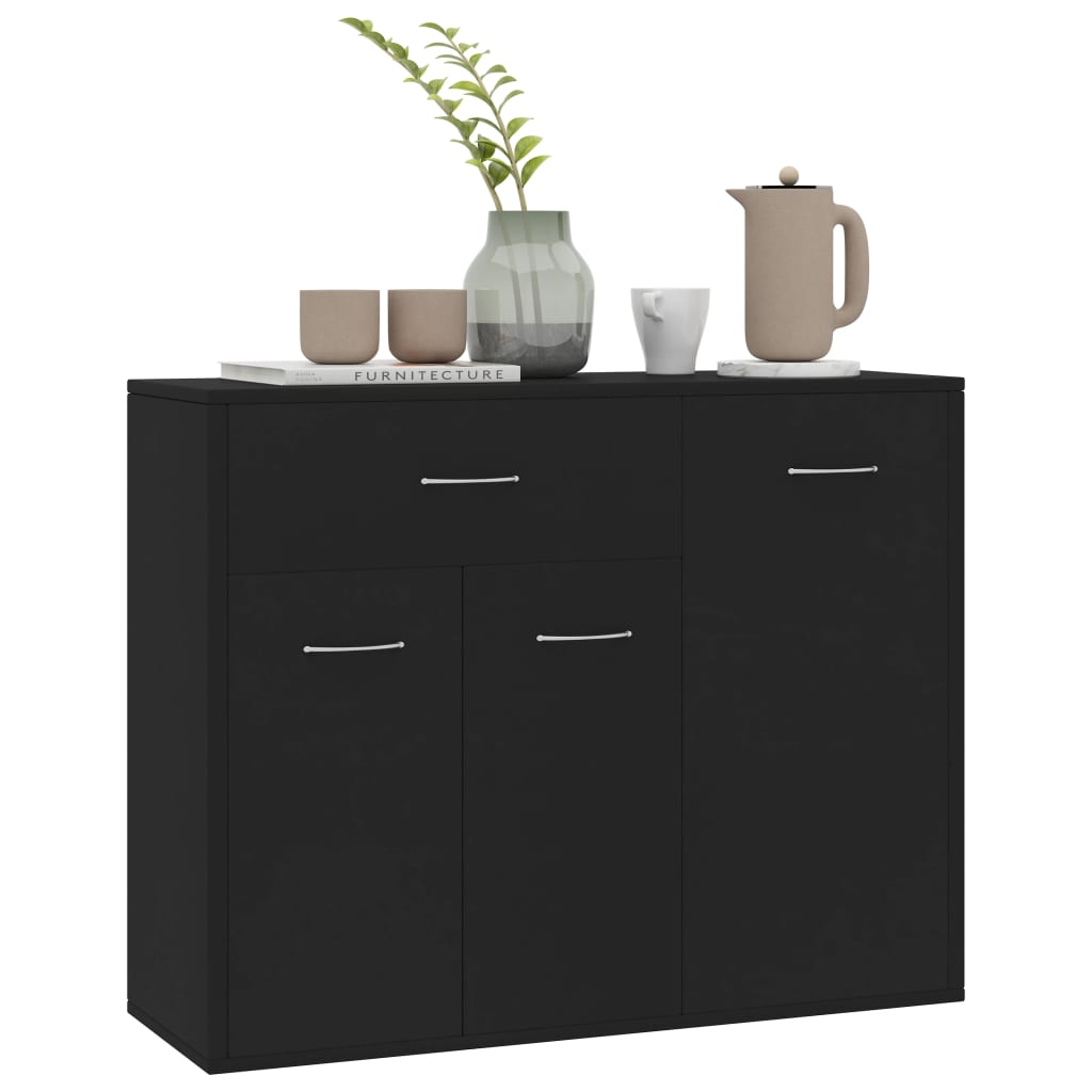 Buffet Noir 88x30x70 cm Bois d'ingénierie