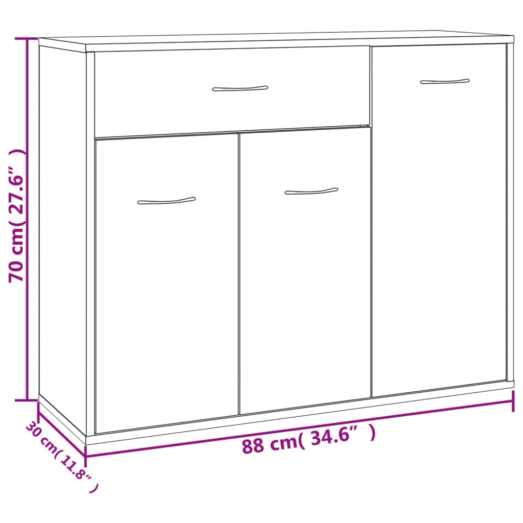 Buffet Chêne sonoma 88x30x70 cm Bois d'ingénierie