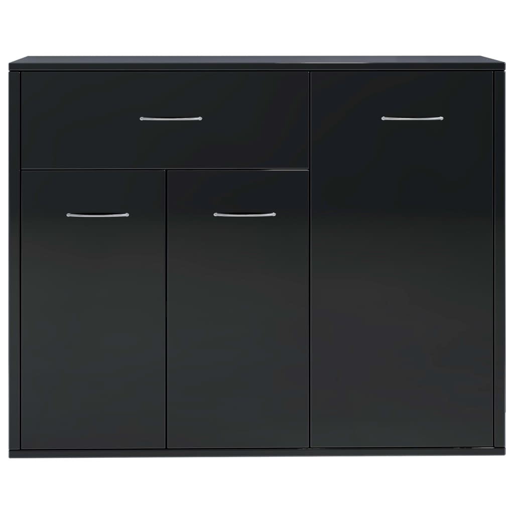 Buffet noir brillant 88x30x70 cm bois d'ingénierie