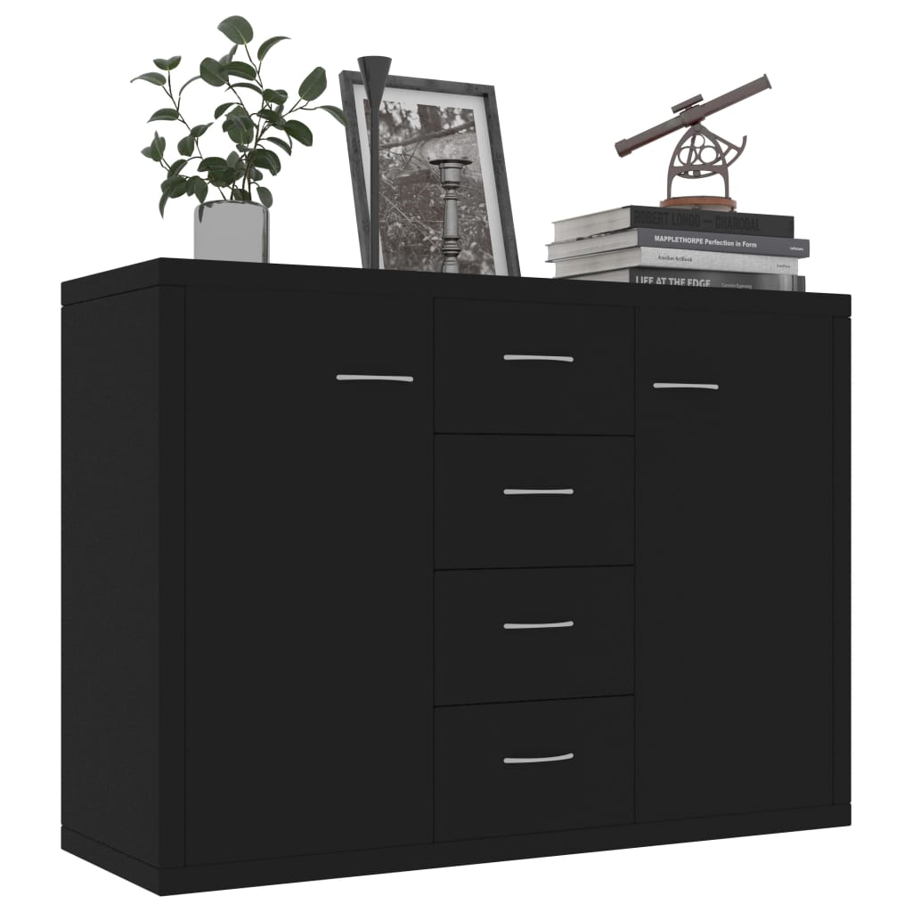 Black Sideboard 88x30x65 cm Engineered Wood