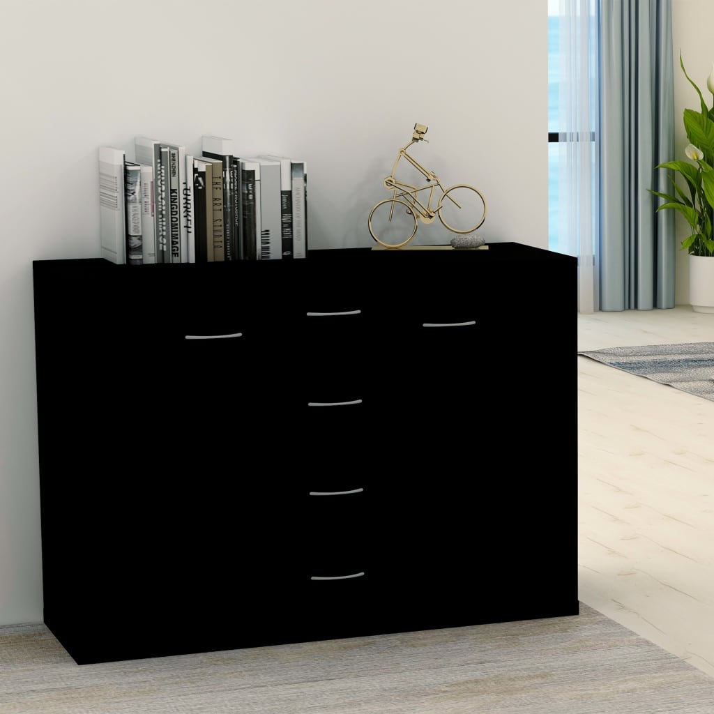 Black Sideboard 88x30x65 cm Engineered Wood