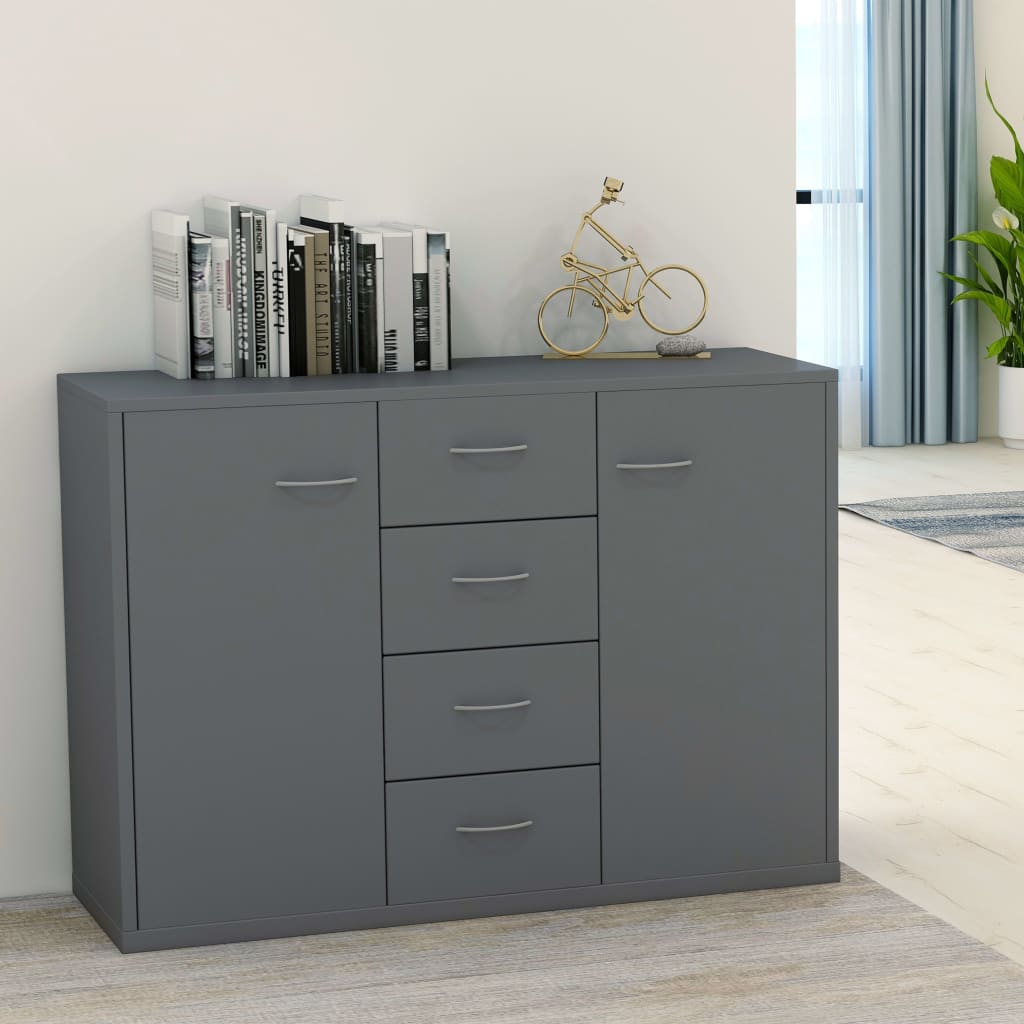 Grey Sideboard 88x30x65 cm Engineered Wood