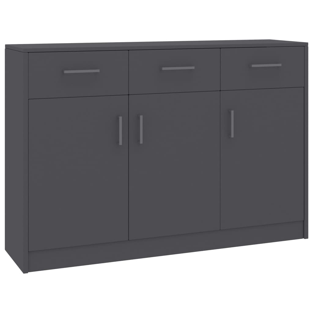 Grey Sideboard 110x30x75 cm Engineered Wood