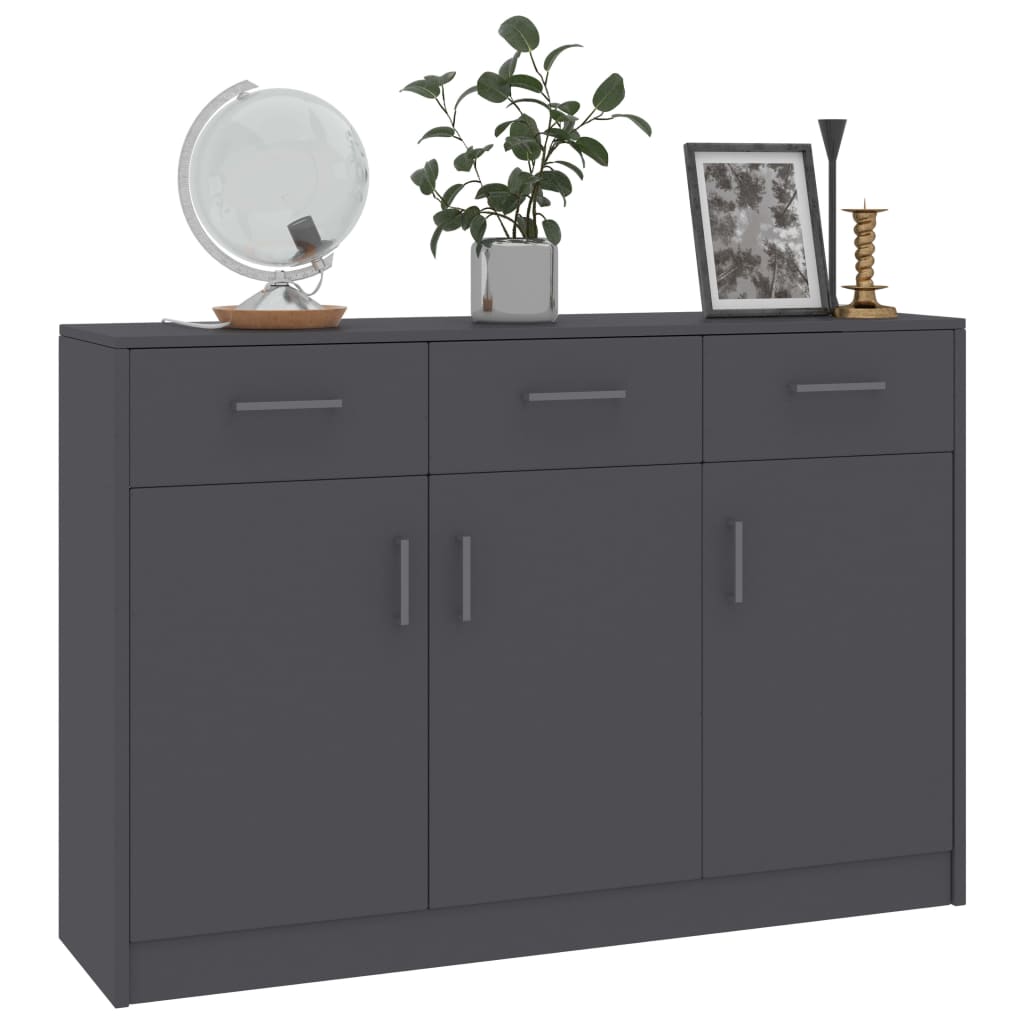 Grey Sideboard 110x30x75 cm Engineered Wood