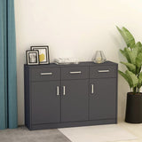 Grey Sideboard 110x30x75 cm Engineered Wood