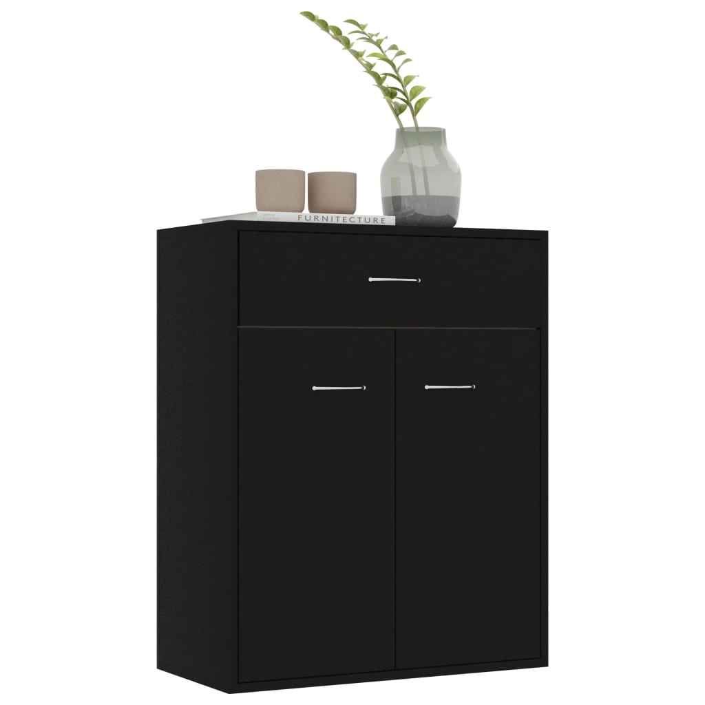 Schwarzes Sideboard 60x30x75 cm aus Holzwerkstoff