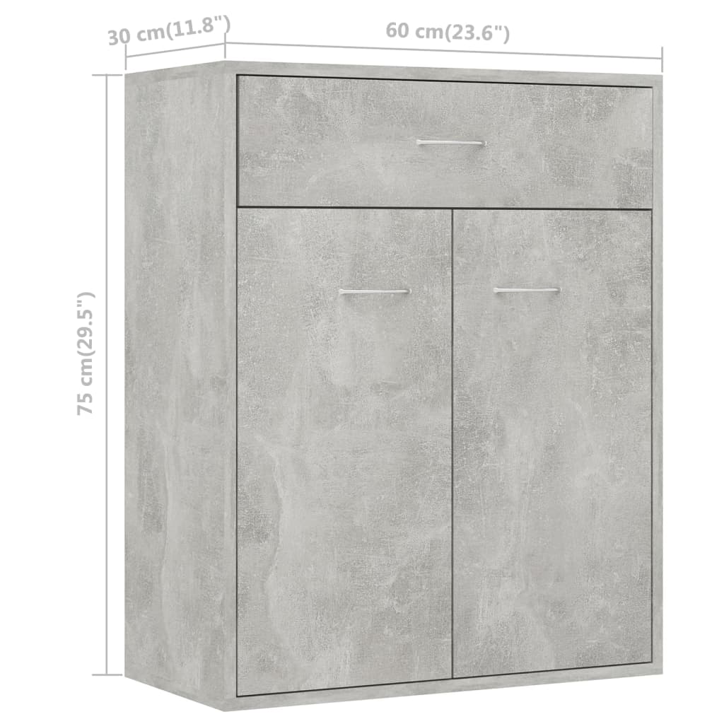 Concrete Grey Sideboard 60x30x75 cm Engineered Wood