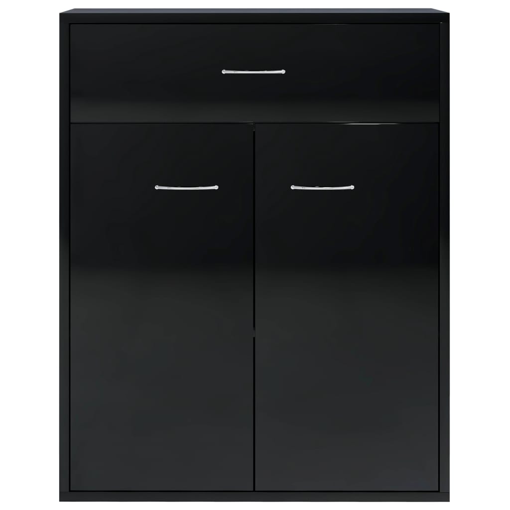 Buffet Noir brillant 60x30x75 cm Bois d'ingénierie