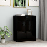 Buffet Noir brillant 60x30x75 cm Bois d'ingénierie