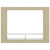 Meuble TV Blanc et chêne sonoma 152x22x113cm bois d'ingénierie