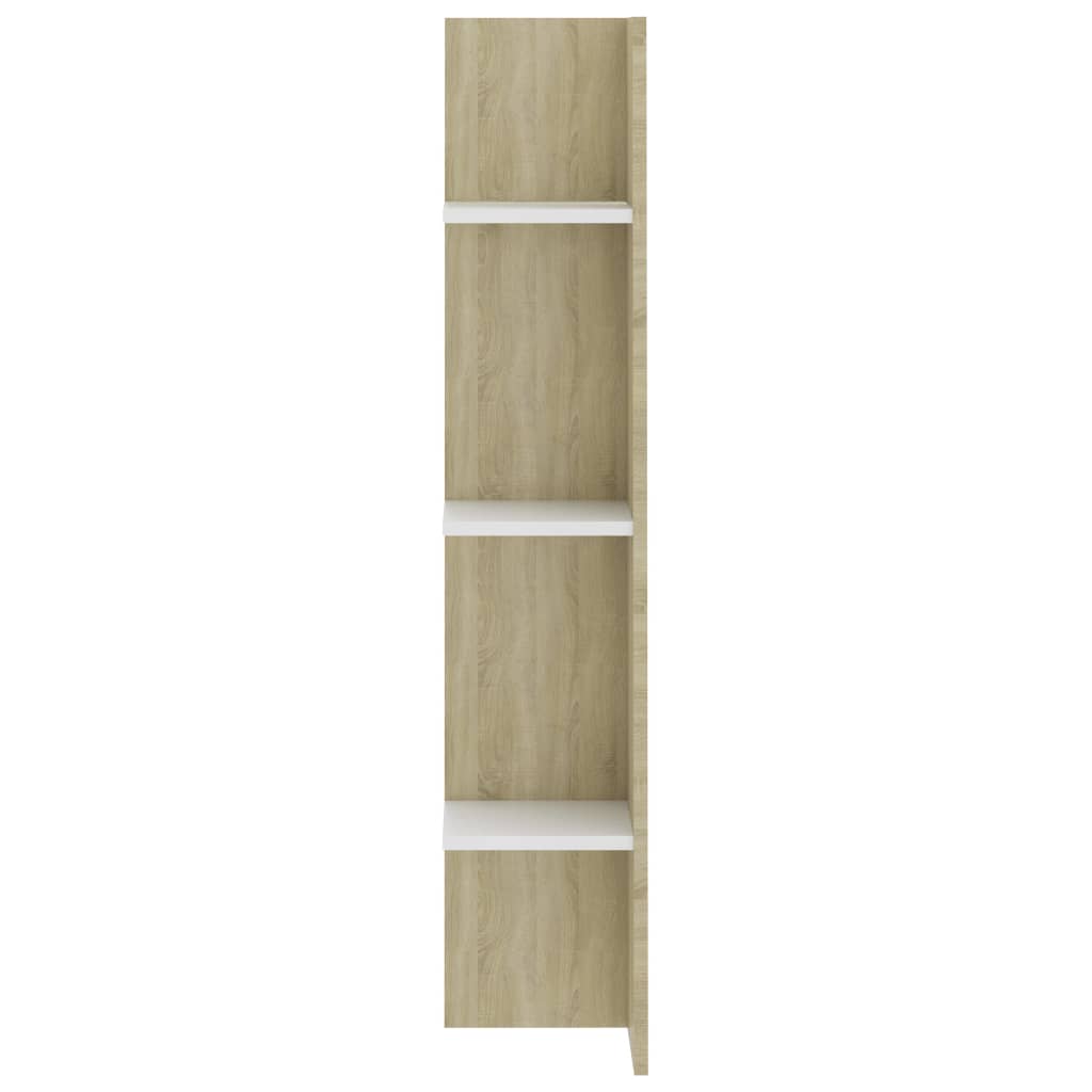 Meuble TV Blanc et chêne sonoma 152x22x113cm bois d'ingénierie