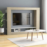 Meuble TV Blanc et chêne sonoma 152x22x113cm bois d'ingénierie