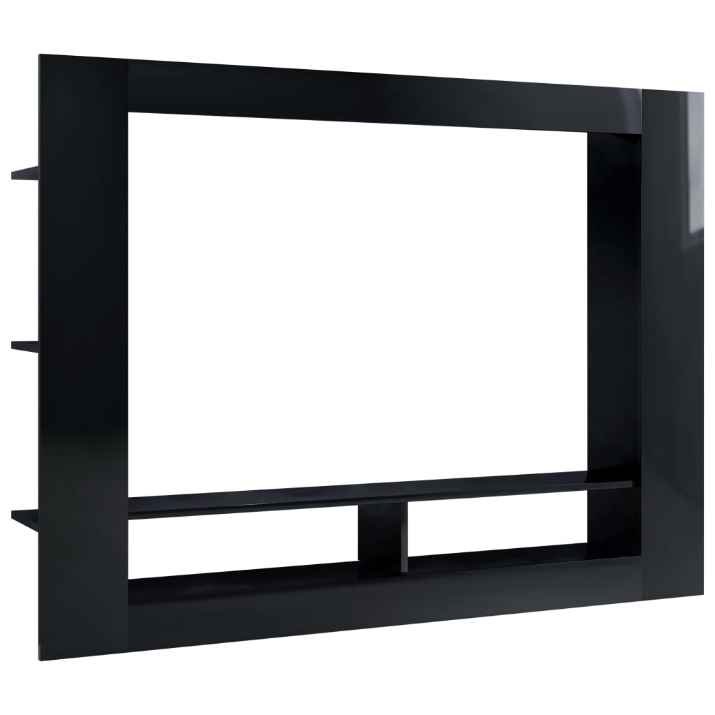 Meuble TV Noir brillant 152x22x113 cm Bois d'ingénierie