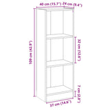 Bibliothèque à 3 niveaux blanc 40x24x109 cm bois d'ingénierie