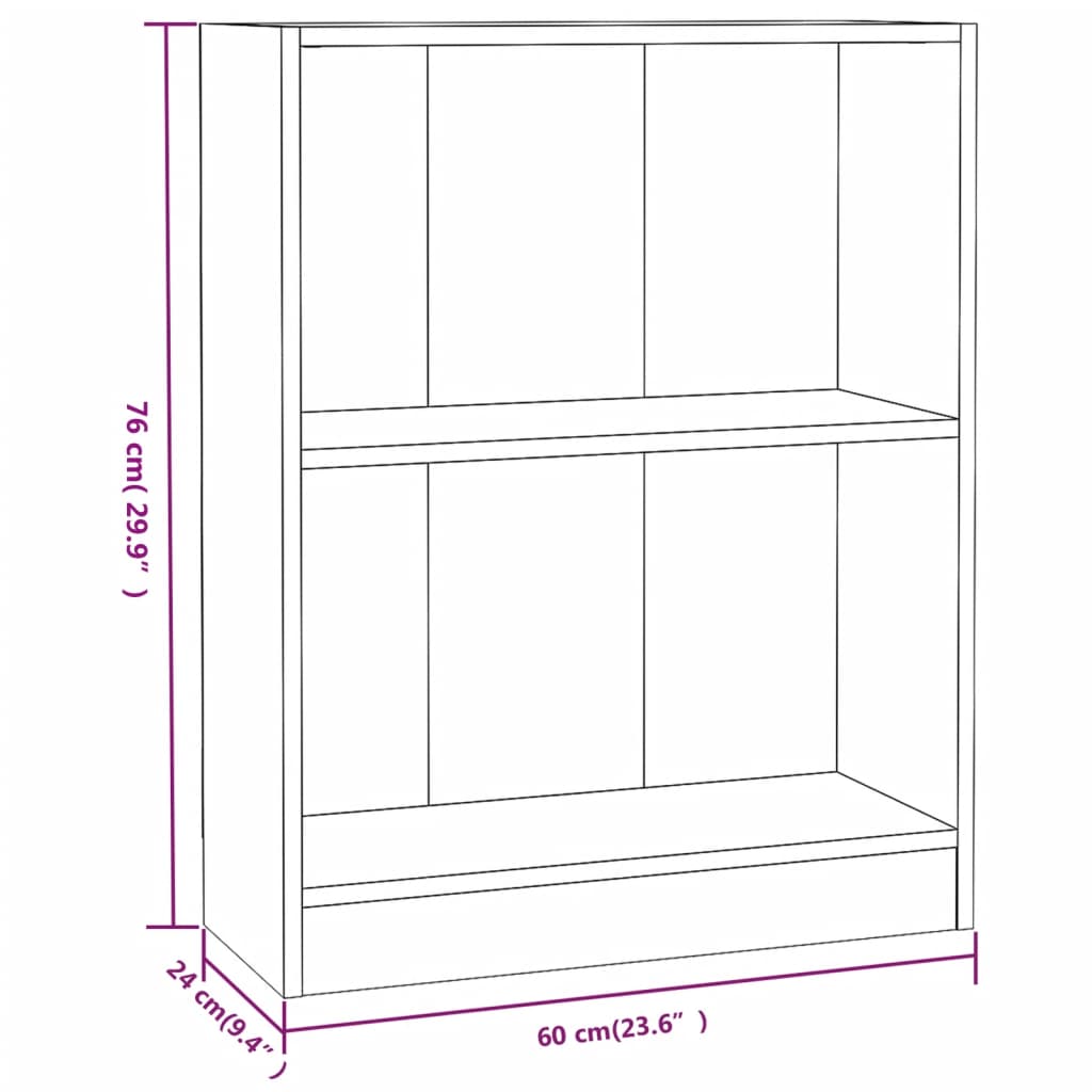 Bibliothèque Gris 60x24x76 cm Bois d'ingénierie