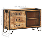 Sideboard 100x31x60 cm Rohes massives Mangoholz