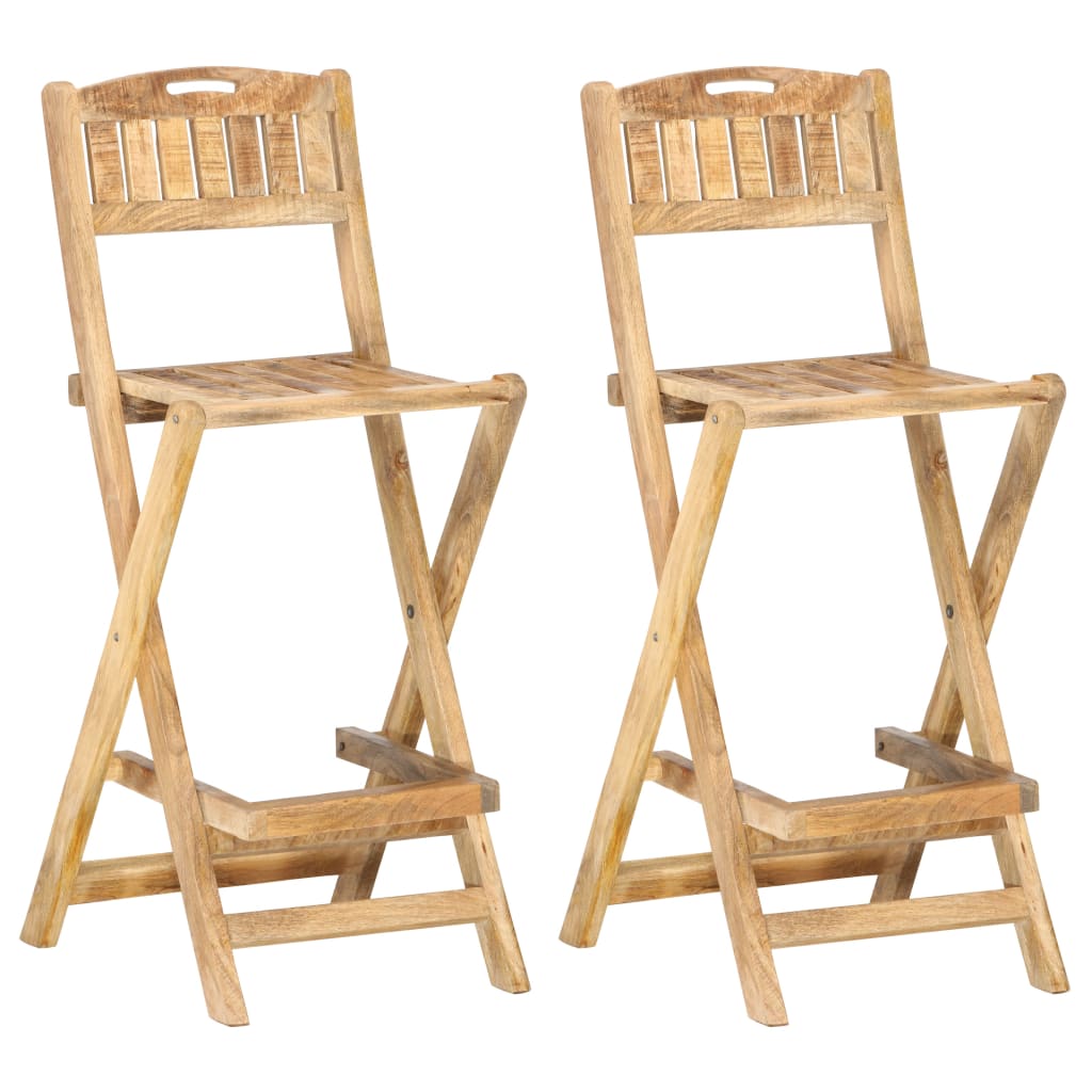 Chaises de bar de jardin pliables lot de 2 Bois manguier solide