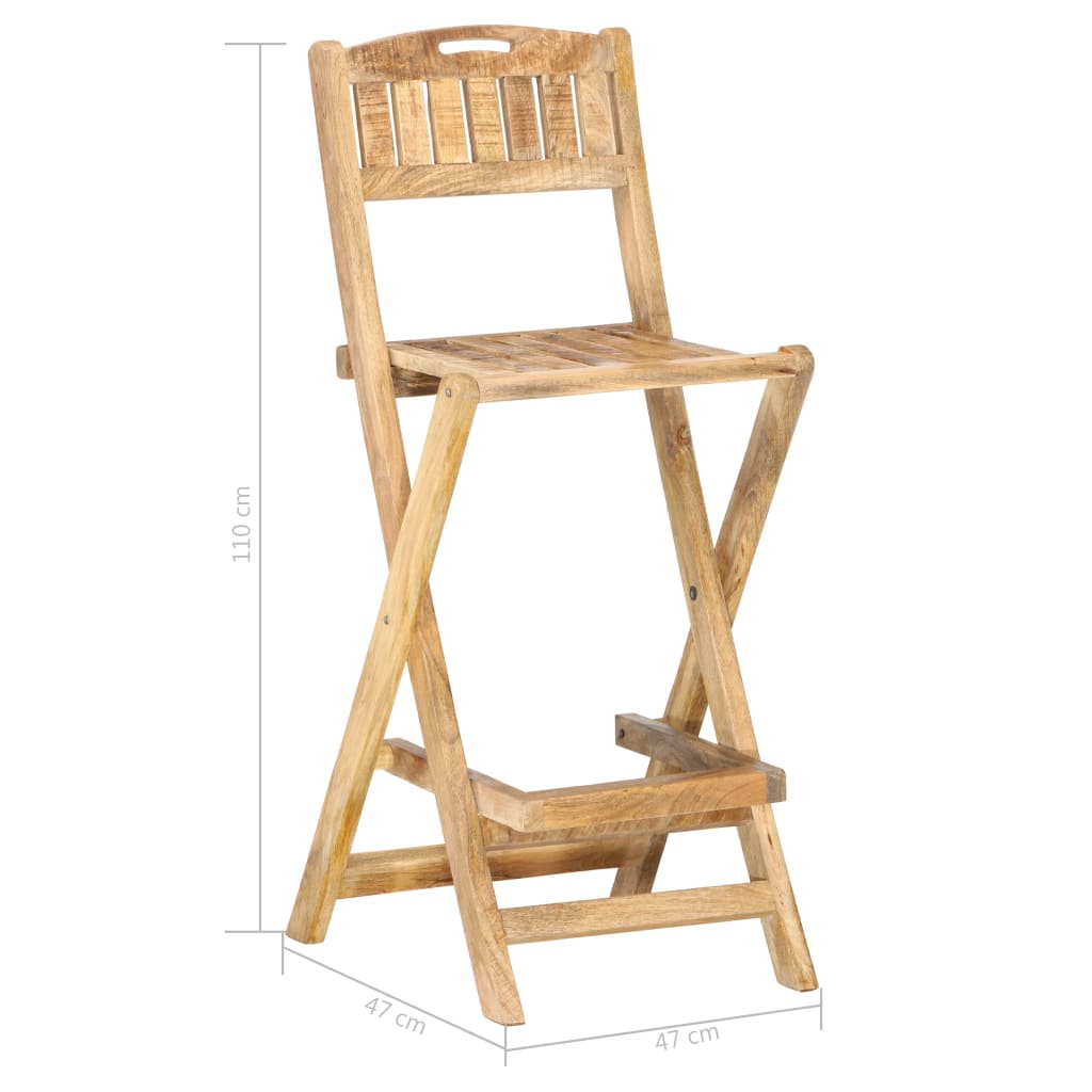 Chaises de bar de jardin pliables lot de 2 Bois manguier solide