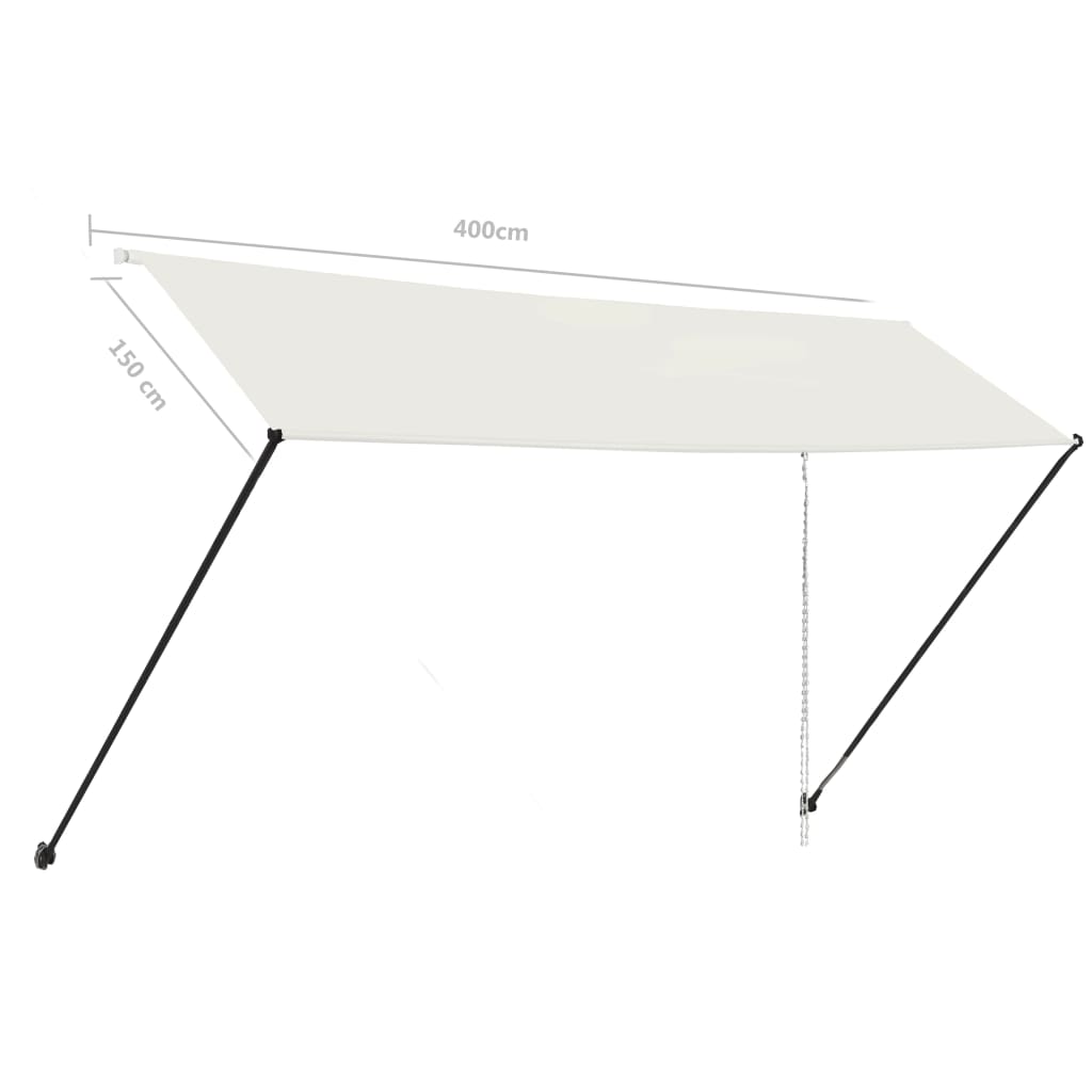 Auvent rétractable avec LED 400x150 cm Crème