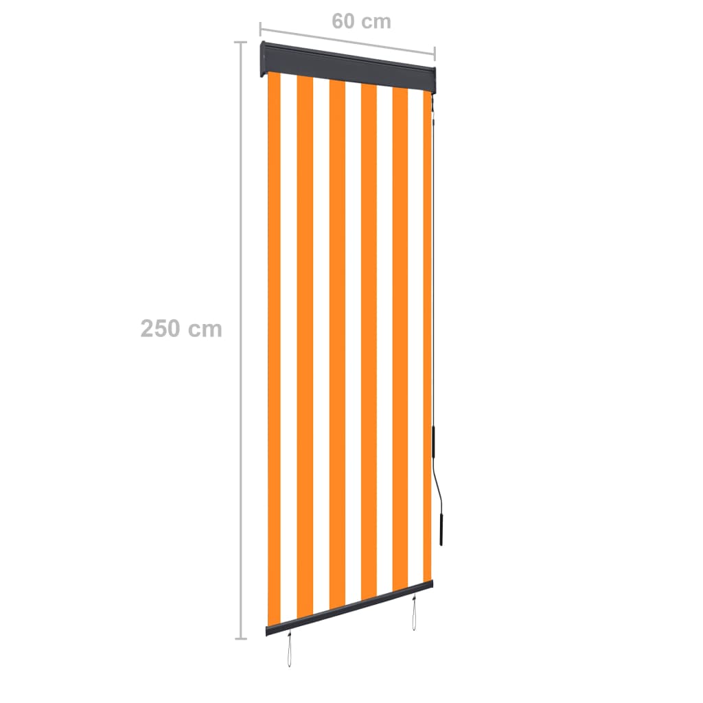 Store roulant d'extérieur 60x250 cm Blanc et orange