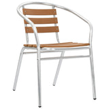 Chaises empilables de jardin lot de 4 Aluminium et WPC Argenté