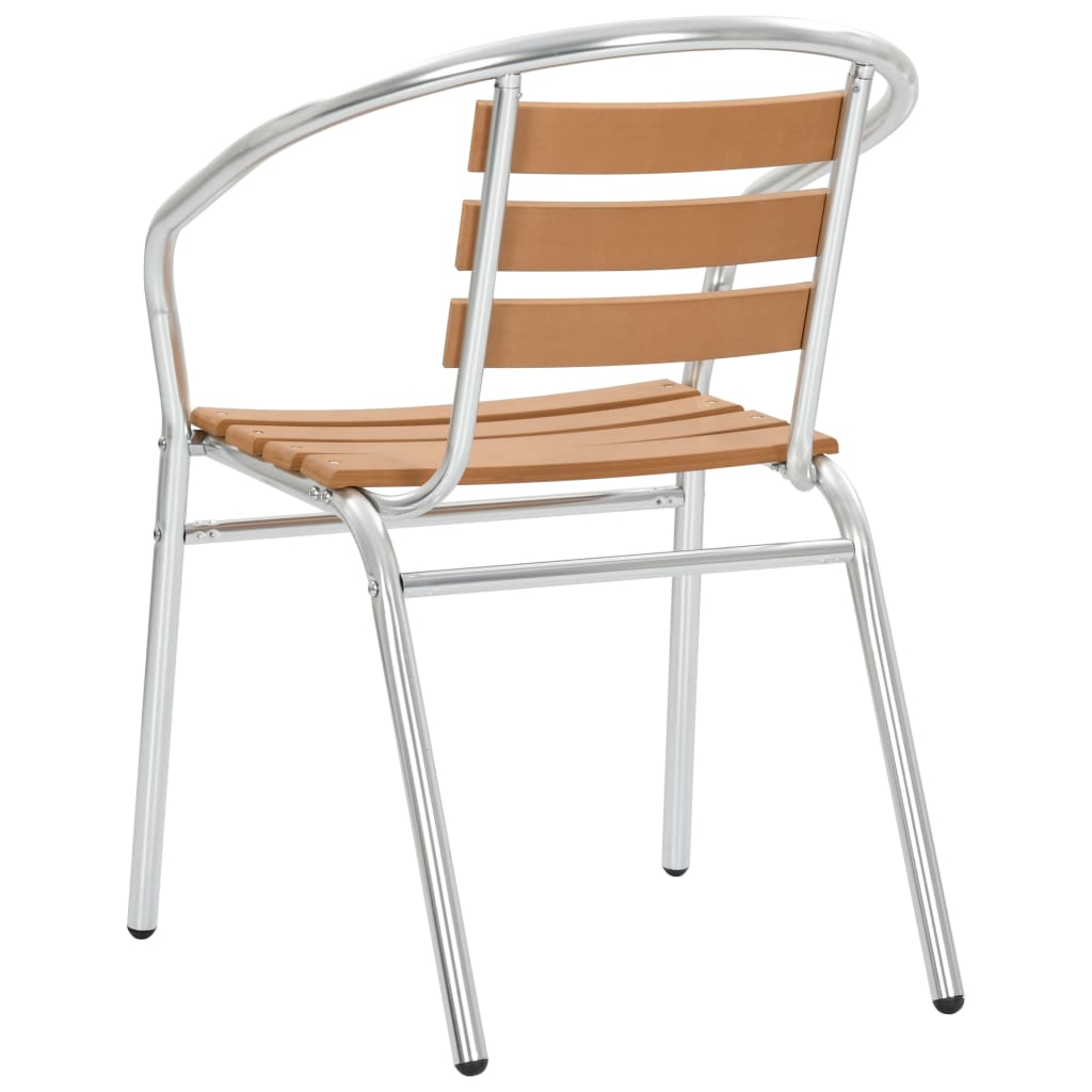 Chaises empilables de jardin lot de 4 Aluminium et WPC Argenté