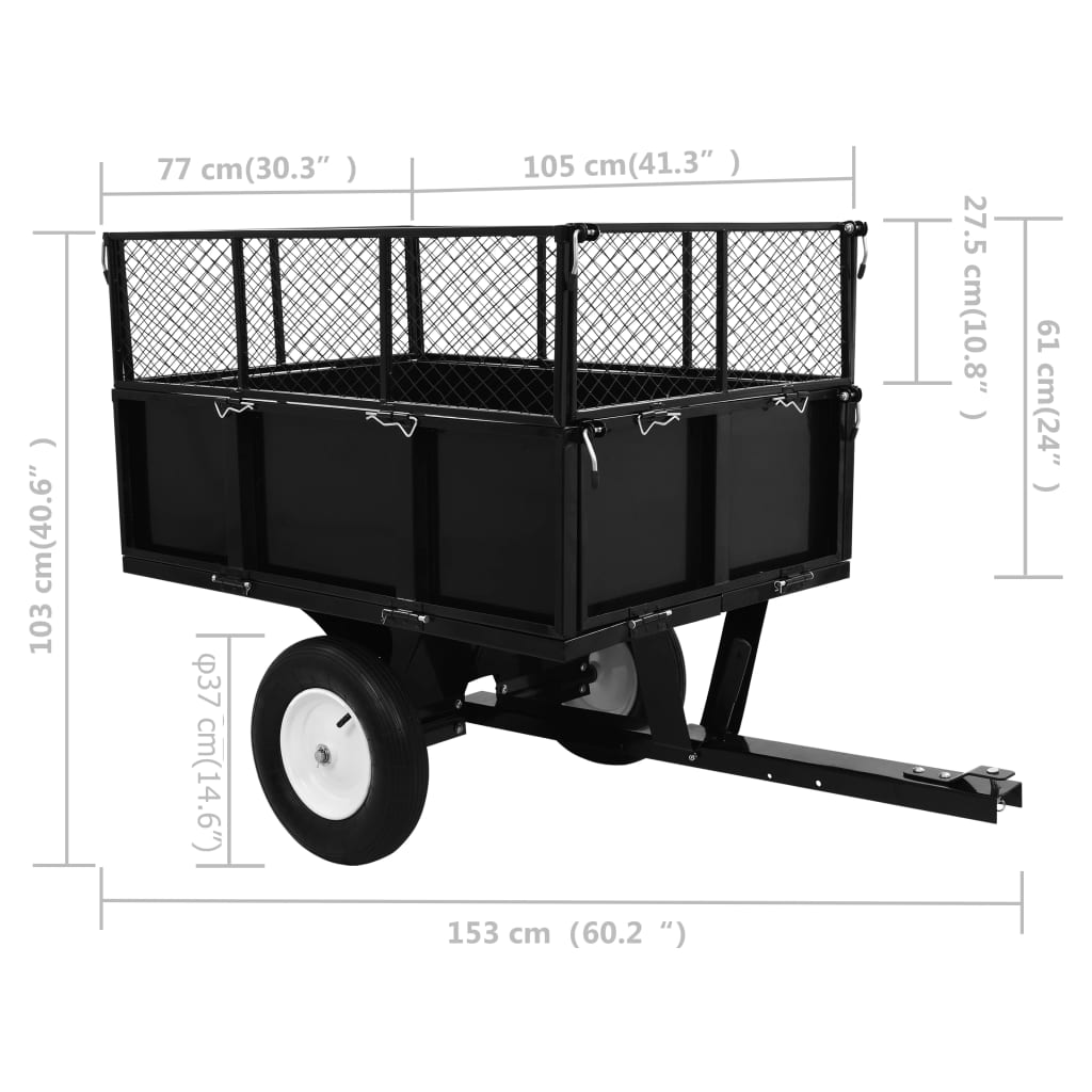 Remorque basculante pour tondeuse de pelouse Charge de 300 kg