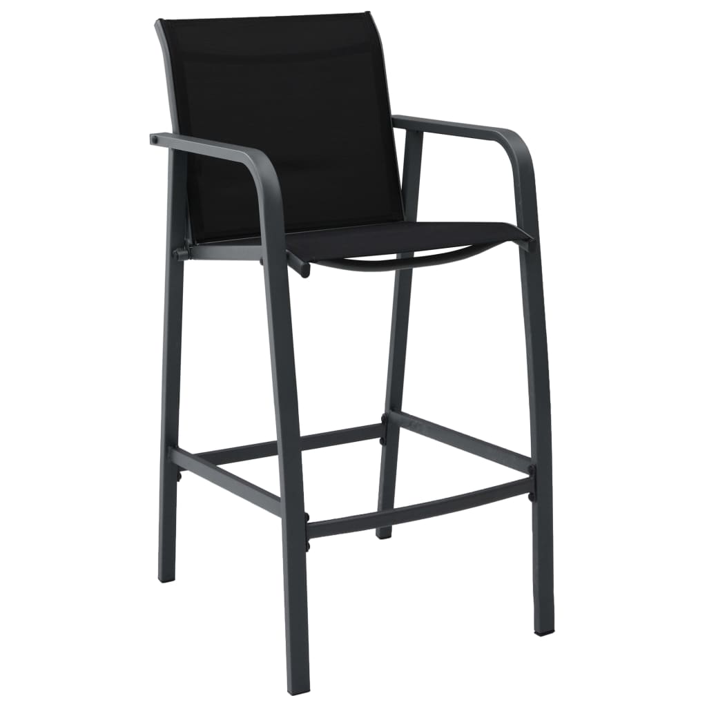 Chaises de bar de jardin lot de 2 Noir Textilène