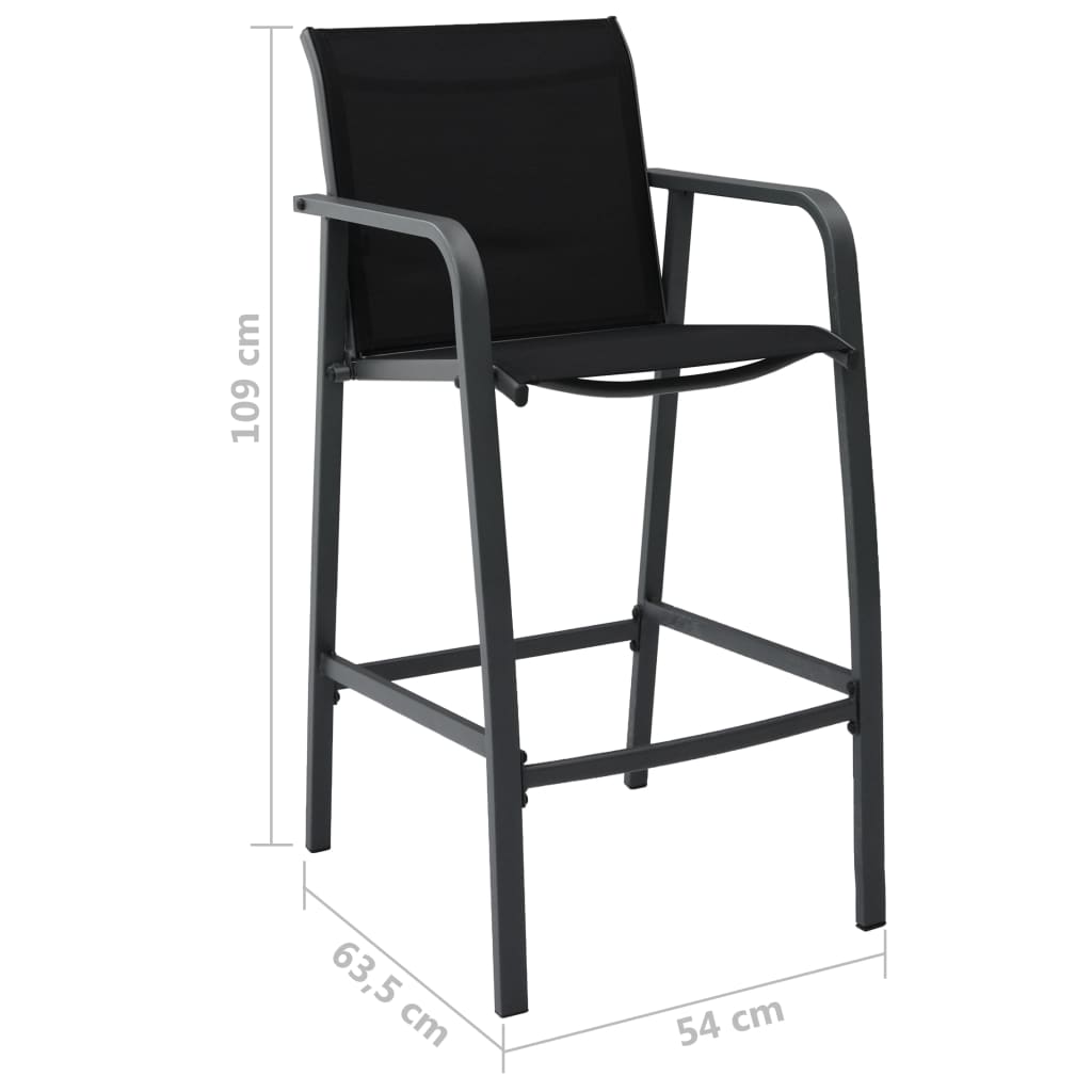 Chaises de bar de jardin lot de 2 Noir Textilène