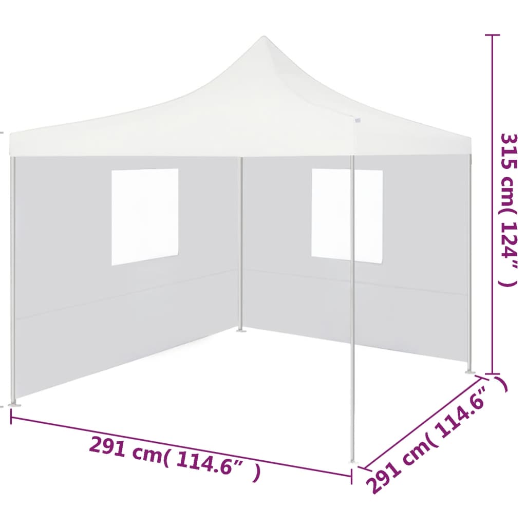 Tente de réception pliable avec 2 parois 3x3 m Acier Blanc