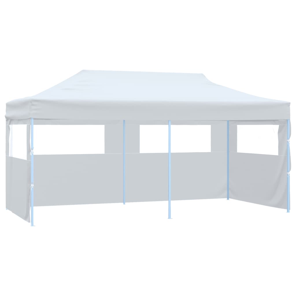 Tente de réception pliable avec parois 3 x 6 m Acier Blanc