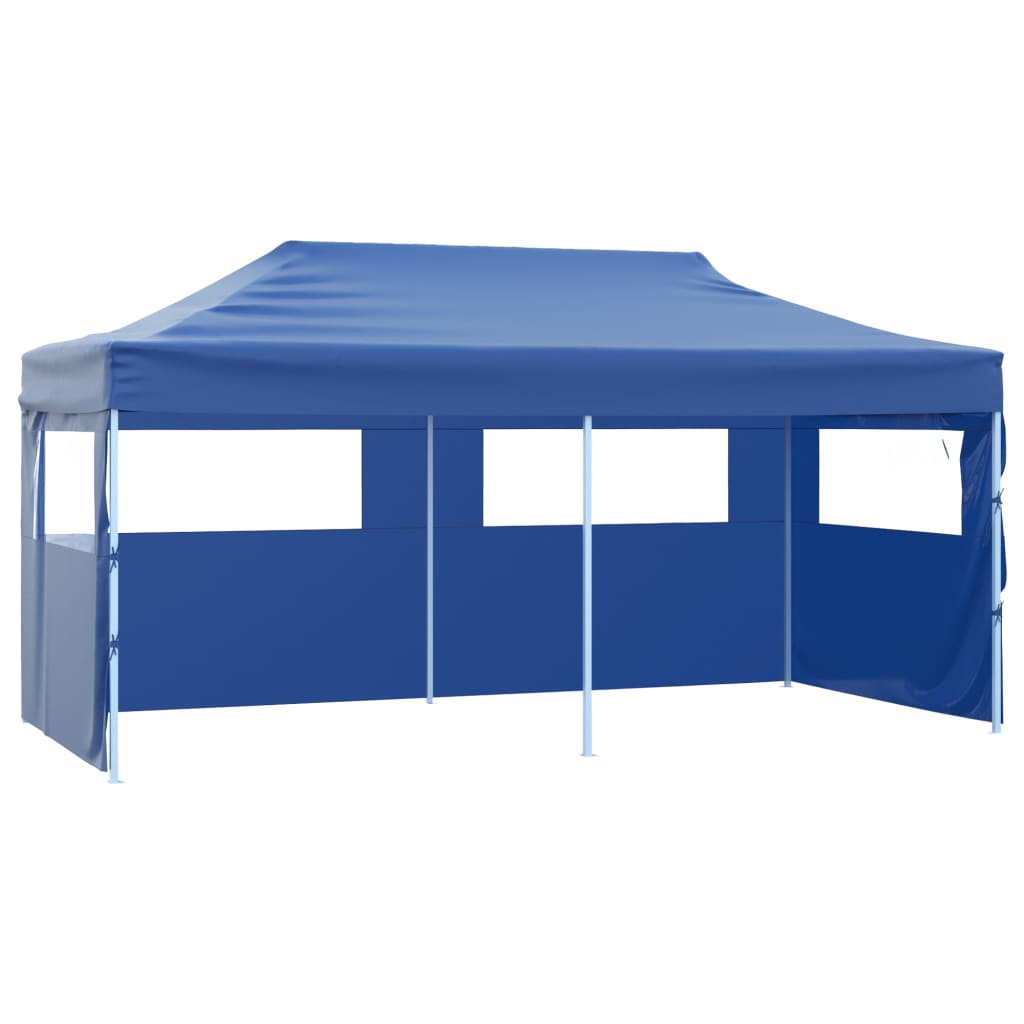 Tente de réception pliable avec 4 parois 3x6 m Acier Bleu