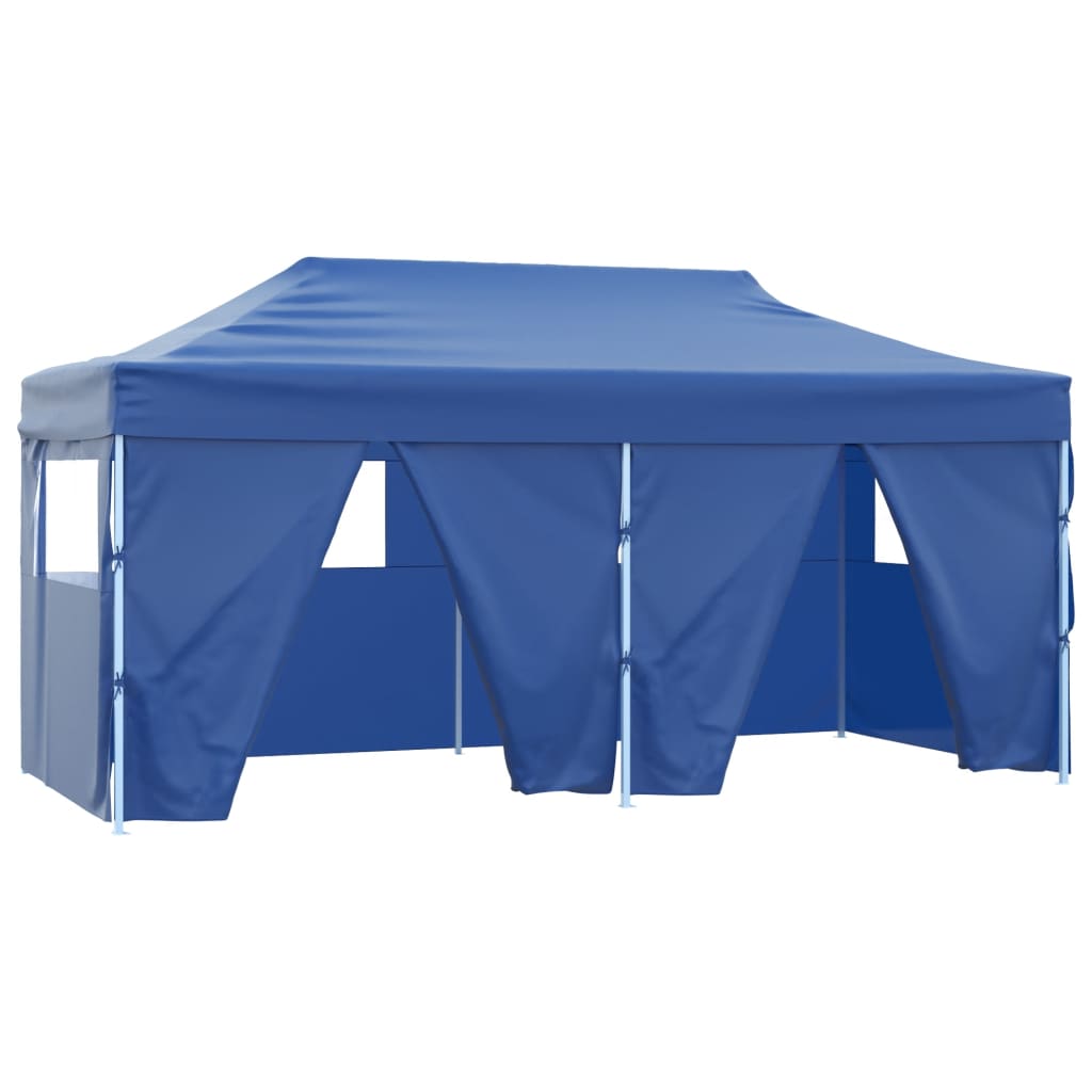 Tente de réception pliable avec 4 parois 3x6 m Acier Bleu