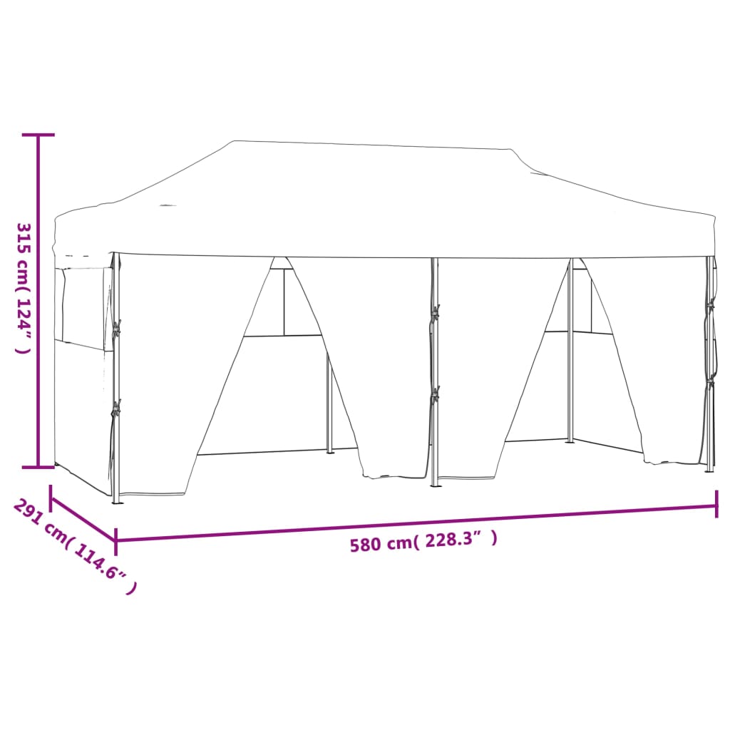 Tente de réception pliable avec 4 parois 3x6 m Acier Bleu