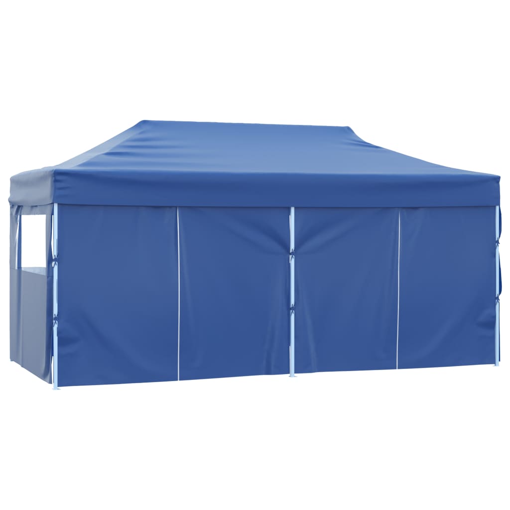 Tente de réception pliable avec 4 parois 3x6 m Acier Bleu