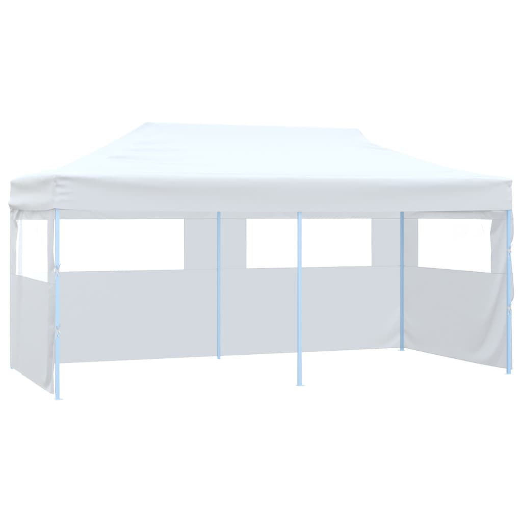 Tente de réception pliable avec 4 parois 3x6 m Acier Blanc