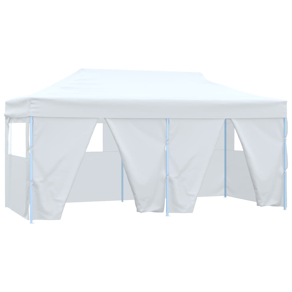 Tente de réception pliable avec 4 parois 3x6 m Acier Blanc