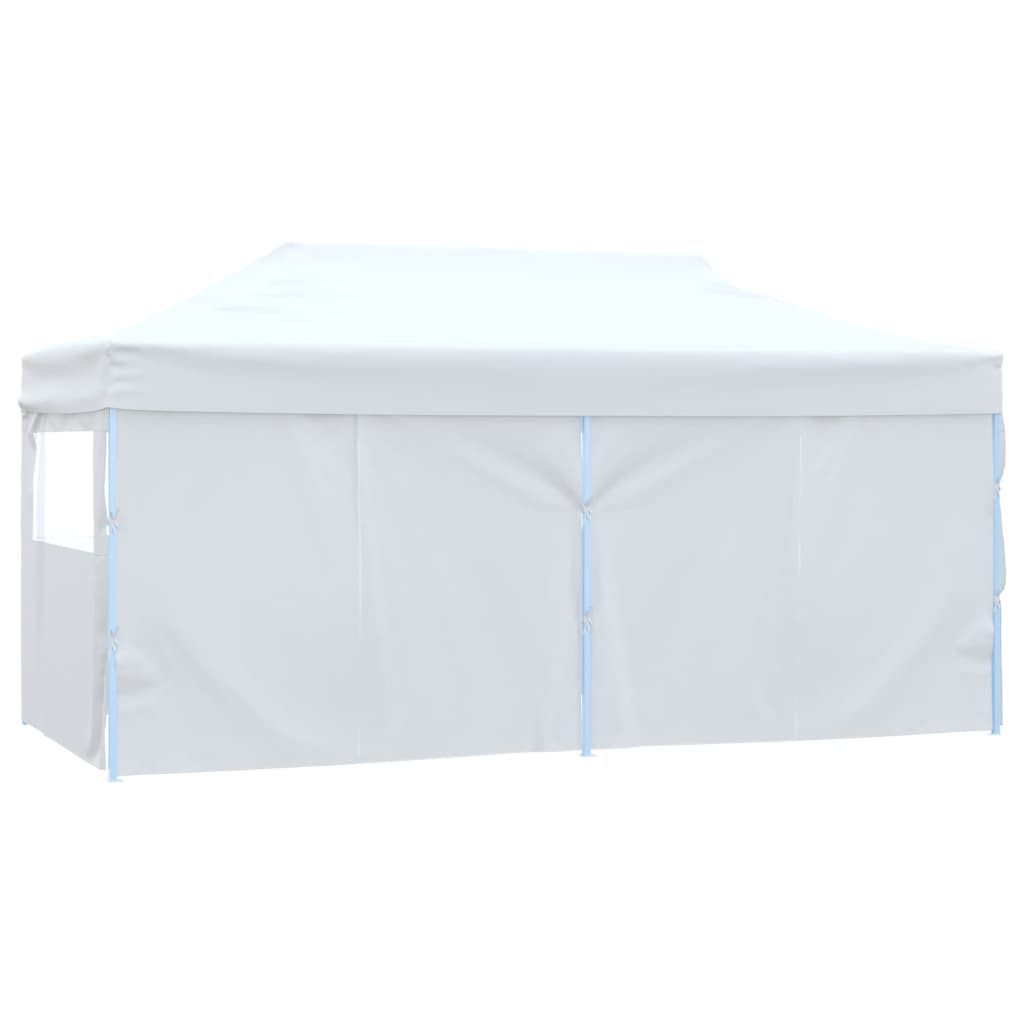 Tente de réception pliable avec 4 parois 3x6 m Acier Blanc