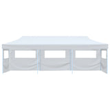 Tente de réception escamotable pliable avec 5 parois 3x9m Blanc