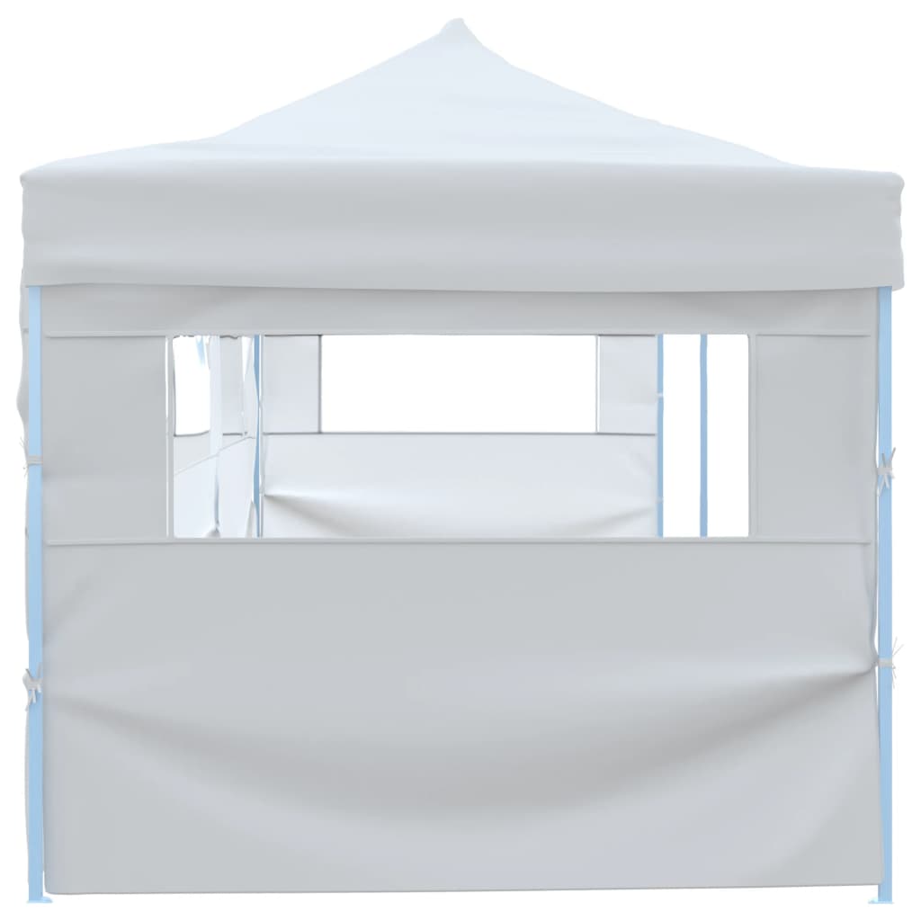 Tente de réception escamotable pliable avec 5 parois 3x9m Blanc