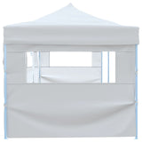 Tente de réception escamotable pliable avec 5 parois 3x9m Blanc