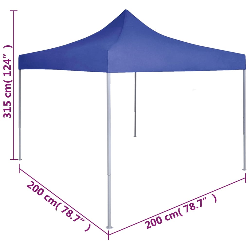 Tente de réception pliable 2x2 m acier bleu